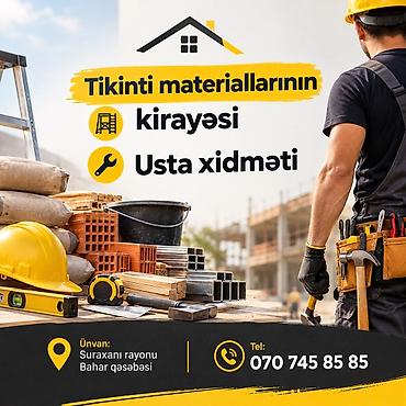 Kafel və bitirmə daşları: Tikinti materiallarının kirayəsi və satışı, eləcə də usta xidməti — 1