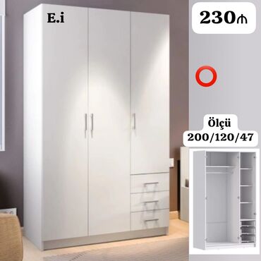 qar: Yeni, Açılan, 3 qapılı Qarderob, paltar dolabı