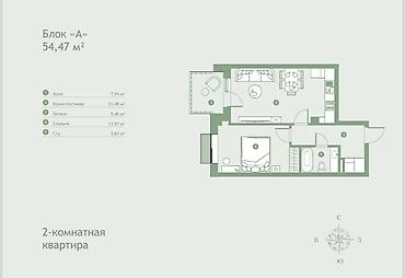 Продажа квартир: 1 комната, 54 м², Элитка, 3 этаж, ПСО (под самоотделку) — 3