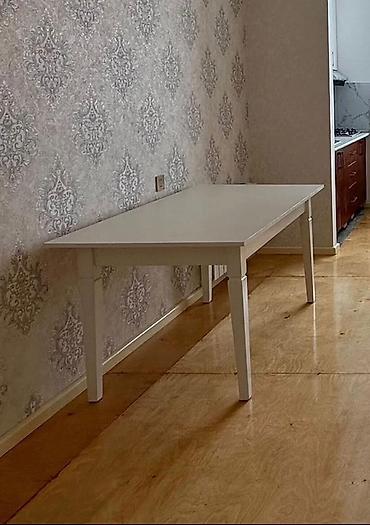 Ağ rəngli yemək/mətbəx masası - Minimalist dizayn, düz səthli