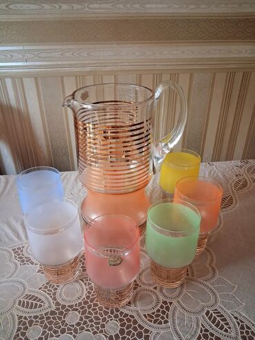 Посуда: Набор для воды, сока, пунша. Чехословакия, Богемия. Не пользованый, в — 14