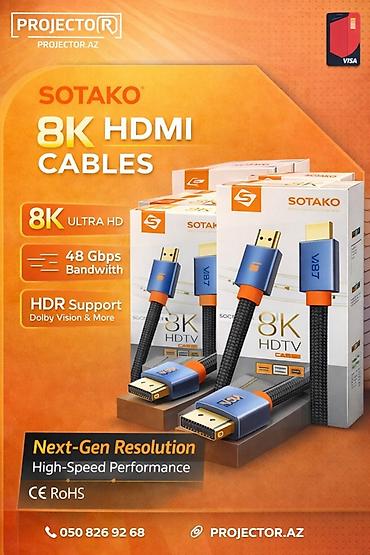 Audio və video kabellər: SOTAKO 8K HDMI kabelləri - 8K Ultra HD uyğunluğu – növbəti nəsil — 1