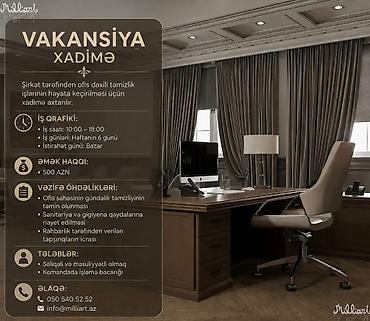 Əməkdaş axtarışı (vakansiyalar): Xadimə tələb olunur, 6/1 — 1