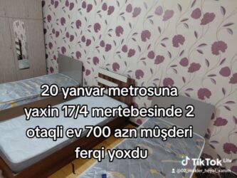Uzunmüddətli kirayə mənzillər: 20 yanvar metrosuna yaxin 17/4 mertebesinde 2 otaqli ev 700 azn — 1