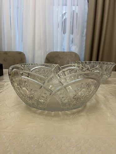 kəsim stolu: Şüşə salat/qəlyanaltı qabı – kəsim naxışlı - Material: qalın, şəffaf — 4