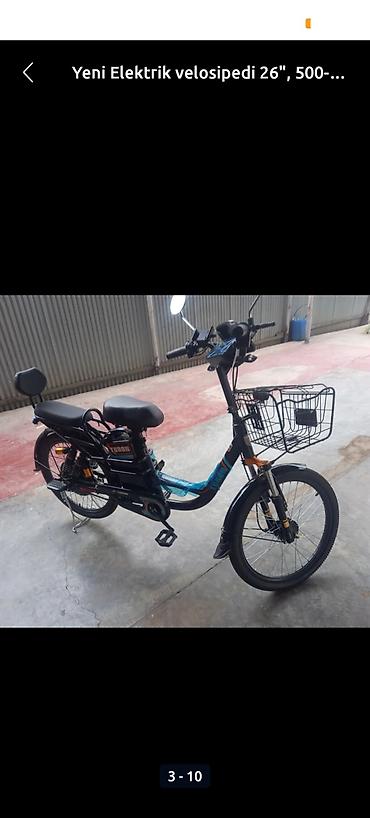 velpsiped: İşlənmiş Elektrik velosipedi 26", sürətlərin sayı: 1, 500-750 Vt, Ödənişli çatdırılma — 2
