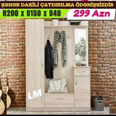 стильная мебель: Qarderob, paltar dolabı, Yeni, 1 qapı, Açılan, Düz dolab, Azərbaycan