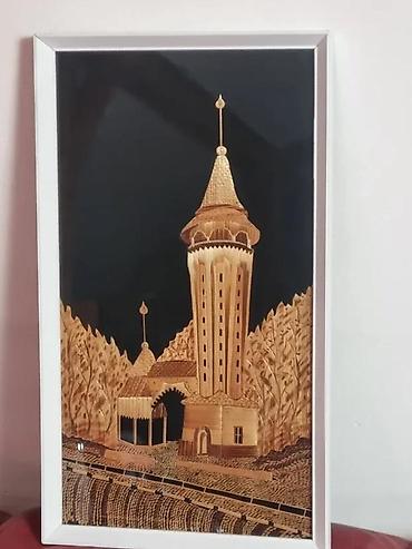 beograd ukrasi za novu godinu: VELIKA SLIKA OD SLAME PALIĆ 33X58CM | Velika uramljena slika od — 4