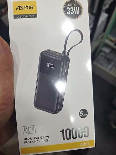 mini powerbank: ASPOR A361 Power Bank – 10 000 mAh, 33W sürətli doldurma 40manat, — 2