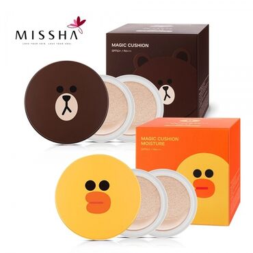 корейские маски: Тональная маскирующая основа-кушон Missha X Line Friends Magic Cushion