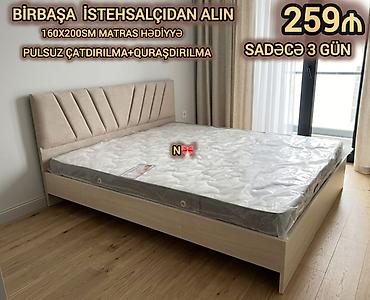 metbex mebilleri: Müasir dizaynlı iki nəfərlik çarpayı dəsti - Ölçü: 160x200 sm - — 1