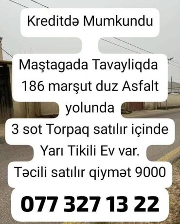 Torpaq sahələrinin satışı: 3 sot, Tikinti, Maklerlər narahat etməsin