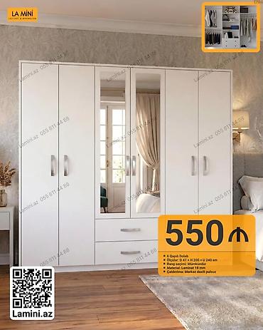Ev üçün mebel: 6 qapılı paltar dolabı - Ölçülər: D 47 × H 200 × U 240 sm - Material — 1