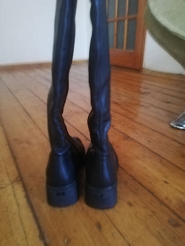 черные кожаные сапоги: Сапоги, 37, Новый, цвет - Черный — 4