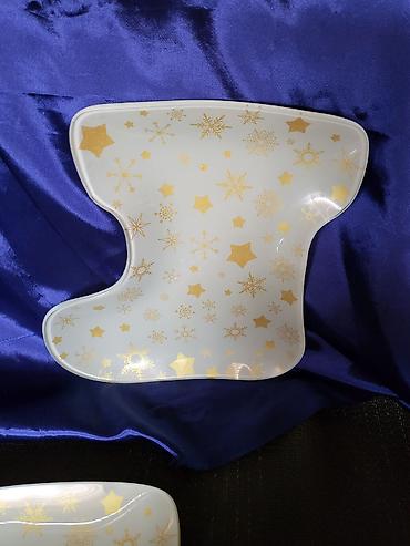 Kuhinjski setovi: Tanjiri vintaz stakleni praznicni. Stakleni tanjiri za posluzenja — 12