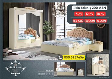Yataq otağı dəstləri: 2 təknəfərlik çarpayı, Dolab, Termo, 2 tumba, Azərbaycan, Yeni — 9
