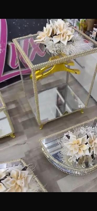 dizel saat: Xonça və nişan üçün dekorativ vitrin dəstləri - Material: güzgülü — 1