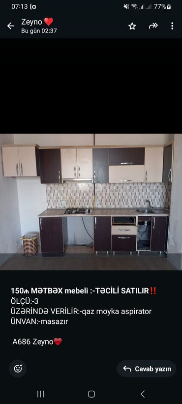 Çaydanlar: *150₼ MƏTBƏX mebeli :-TƏCİLİ SATILIR*‼️ ÖLÇÜ:-3 ÜZƏRİNDƏ VERİLİR:-qaz