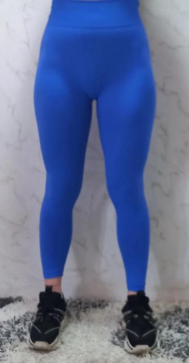 Helanke, biciklistički šortsevi: Ženske sportske helanke – kraljevski plave - Visok struk sa širokim — 3