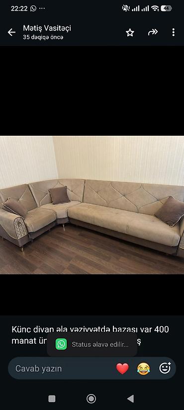 Künc divan əla vəziyyətdə bazası var 400 manat ünvan Hövsan mida