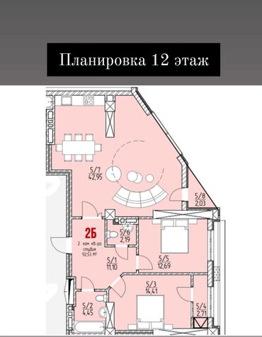 квартира 12: 3 комнаты, 116 м², Элитка, 7 этаж