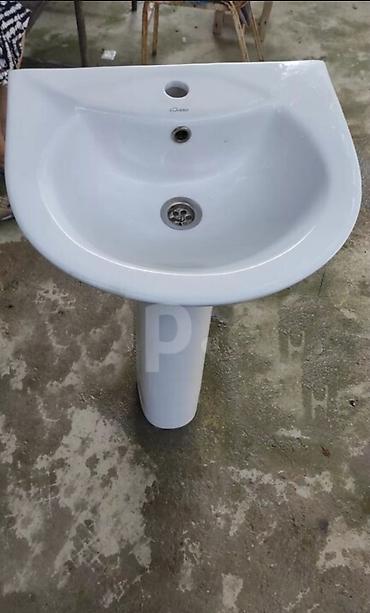 tulpan şəkilləri: Keramika ayaqüstü hamam lavabosu - Material: yüksək keyfiyyətli şirli — 1