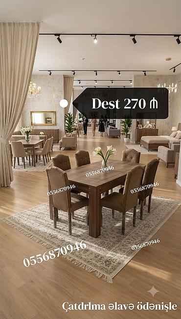 oturacaglar: Qonaq otağı üçün, Yeni, Açılmayan, Dördbucaq masa, 6 stul — 6