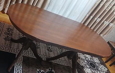 rəhbər stolu: Taxta yemək masası - Forma: oval üst - Material: bərk ağac, tünd — 1