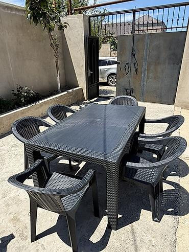 Bağ, çöl mebeli: Bağ/balkon üçün masa və 6 ədəd stul dəsti - Material: yüksək — 2