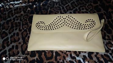 Çantalar: Bej rəngli qadın clutch/çanta - Material: yumşaq dəriyəoxşar material — 1