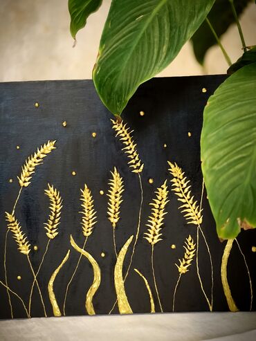 Şəkillər, tablolar: Əl işim dekorativ tablo – “Qızılı sünbüllər” - Texnika: akril boya və — 4