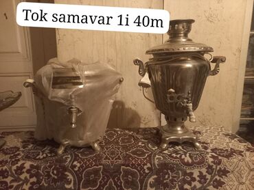 qədim samovar satisi: Qedimi tok samavari 2 ededdi 1i 40m tutumu 2.5 litr şəkidədir