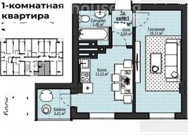 4: 1 комната, 36 м², Асанбай мкр Элитка, 4 этаж, ПСО (под самоотделку) — 2