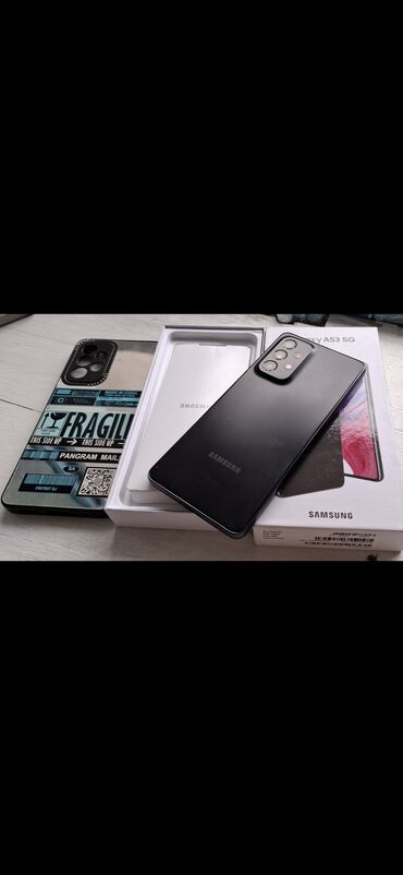нерабочие телефоны: Samsung Galaxy A53 5G, Б/у, 128 ГБ, цвет - Черный, 2 SIM