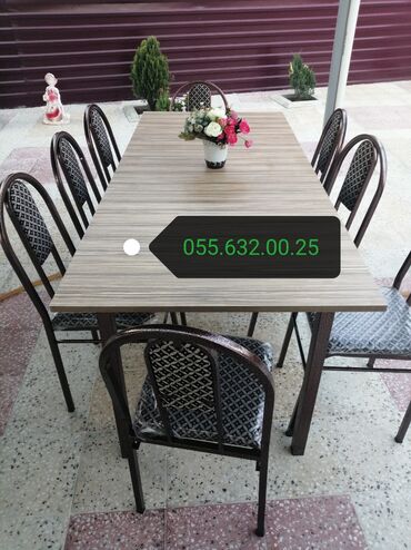 Masa və oturacaq dəstləri: Masa və oturacaqlar dəstləri. Qabaq stolu və oturacaqlar. Stol stul — 6