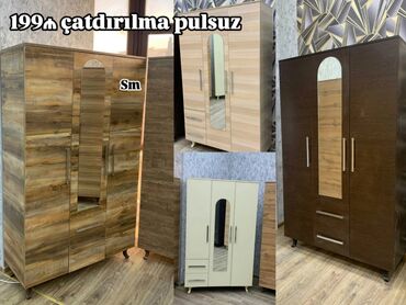 Dolablar: Yeni, Açılan, 3 qapılı Düz dolab, Qarderob, paltar dolabı — 3