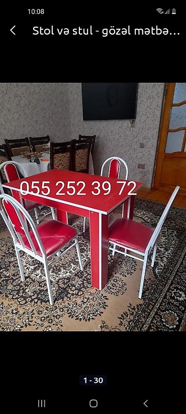 Sifarişlə masa və oturacaq dəstləri: Dördbucaq masa, Mətbəx üçün, Qonaq otağı üçün, Dəhliz üçün, 8 nəfər, Açılmayan, Azərbaycan, Zəmanətli — 10