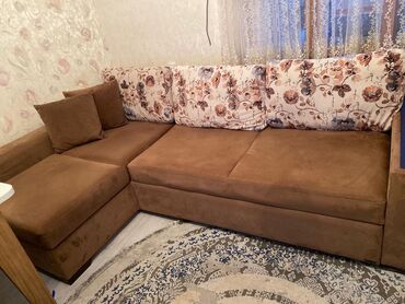 goran mebel 2022: Угловой диван, Б/у, Раскладной, С подъемным механизмом, Велюровая ткань, Нет доставки