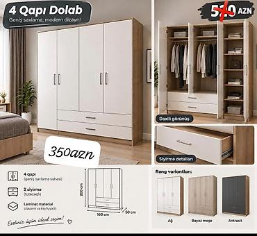 4 qapılı dolab – geniş saxlama, müasir dizayn Xüsusiyyətlər: - 4 qapı lalafo.az -da 4 qapılı dolab – geniş saxlama, müasir dizayn Xüsusiyyətlər: - 4 qapı