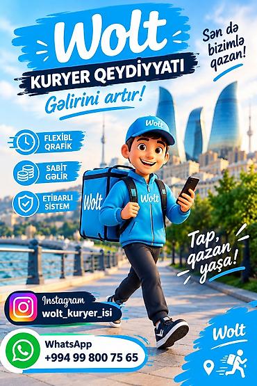 Moto-kuryer tələb olunur, Gündəlik ödəniş, Təcrübəsiz