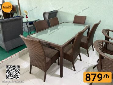 турецкая мягкая мебель в баку: Balkon üçün, Açılmayan, Dördbucaq masa, 6 stul