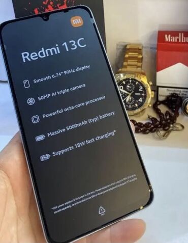 kohne ev telefonu: Xiaomi Redmi 13C, 256 GB, rəng - Boz, 
 Sensor, Barmaq izi, Face ID