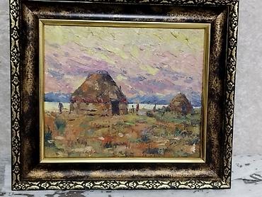 clair obscur: Картина маслом «Рассвет» в оформленном багете. раз.0'35*0'40.автор — 1