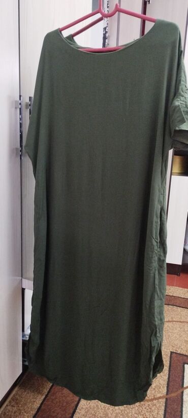 платье зеленое: Повседневное платье, Made in KG, Лето, Длинная модель, Шелк, Прямое