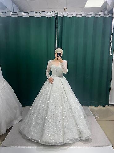Свадебные платья: Свадебное платье, L, Закрытое, Фатин, Пышное, Пайетки, Б/у at lalafo.kg — 6 Свадебные платья: Свадебное платье, L, Закрытое, Фатин, Пышное, Пайетки, Б/у — 6