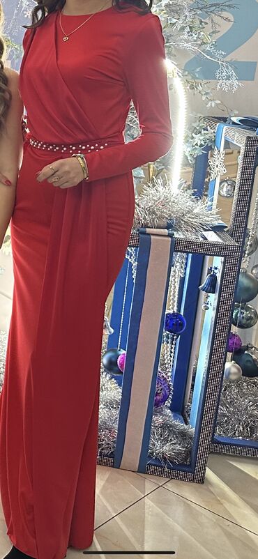 купить длинное платье в горошек: Вечернее платье, Длинная модель, С рукавами, M