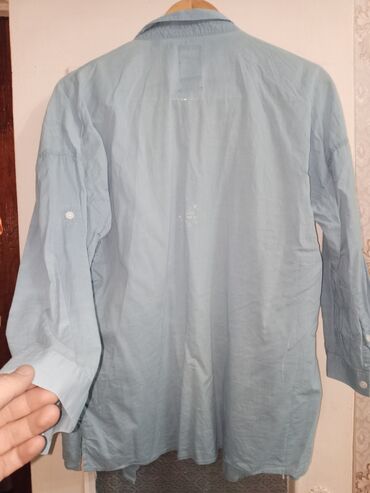 атласная рубашка мужская: Рубашка L (EU 40), цвет - Голубой