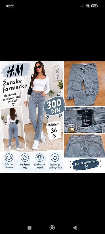 rang 31: H&M ženske farmerke - Veličina: 36 (EUR 36) - Boja: siva - — 1