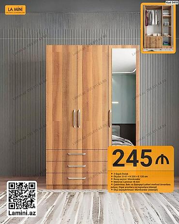 LA MINI 3 qapılı dolab - Kod: 5418 - Material: Laminat 18 mm - Rəng lalafo.az -da LA MINI 3 qapılı dolab - Kod: 5418 - Material: Laminat 18 mm - Rəng