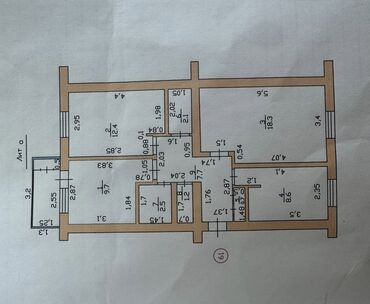 купить квартиру бишкек центр: 3 комнаты, 63 м², Индивидуалка, 1 этаж, Старый ремонт